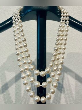 Vintage Ivory Faux Pearl Multi-Strand Necklace